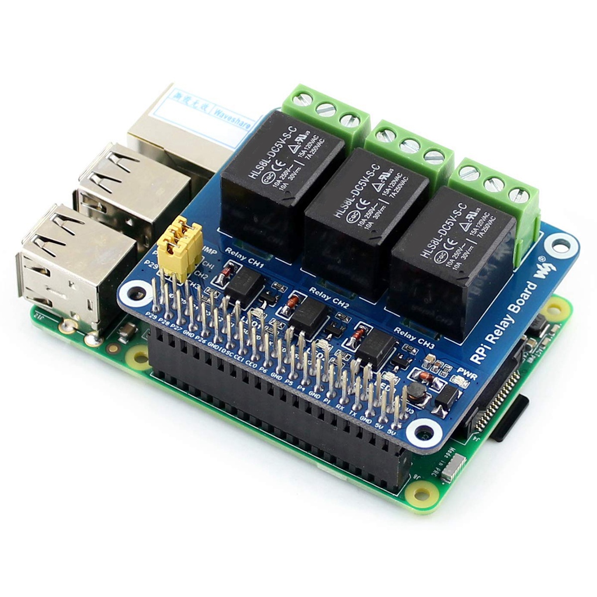Waveshare 5V 3-Channel Relay M - đánh giá và giá Pi Zero W Board